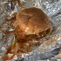 Buffalo blue cheese chickn sandwich. It was perfect !  at The Vegetable Hunter Cafe and Boutique Brewery in Harrisburg