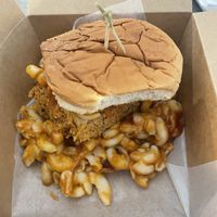 Barbecue macaroni and cheese chik’n sandwich  at The Vegetable Hunter Cafe and Boutique Brewery in Harrisburg