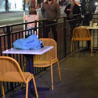 outdoor patio dining next to street at El Borracho - Pike Place Market in Seattle