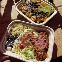 jackfruit bowl, nachos, shrymp taco  at El Borracho - Pike Place Market in Seattle
