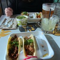 Seitan barbacoa taco and impossible burg'r toco at El Borracho - Pike Place Market in Seattle