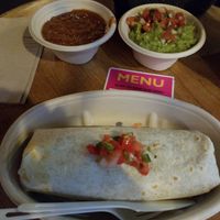 Barbacoa burrito, chips and guac. at El Borracho - Pike Place Market in Seattle