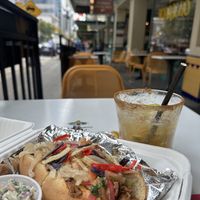 Barbacoa dog, tamarind margarita  at El Borracho - Pike Place Market in Seattle