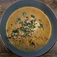 Lentil and veggie soup  at Moksha in Kaunas