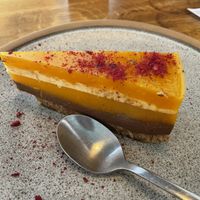 Mango chocolate cheesecake  at Moksha in Kaunas