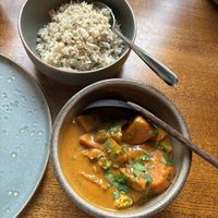 Coconut rica and sweet potato mango lassi  at Moksha in Kaunas