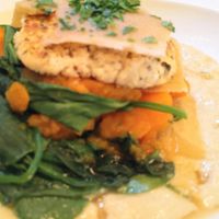 Butternut squash lasagna with tofu ricotta and habanero cream sauce #Veganuary at Sanctuary Bistro in Charlotte