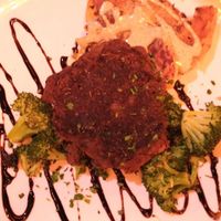 Black bean steak with smashed potatoes and broccoli #Veganuary at Sanctuary Bistro in Charlotte