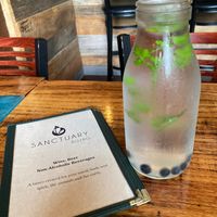 Water that comes with the table at Sanctuary Bistro in Charlotte