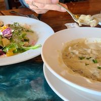 Beet salad and mushroom chowder at Sanctuary Bistro in Charlotte