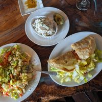 Miso macadamia salad, potato salad, and BLAT-dilla at Sanctuary Bistro in Charlotte