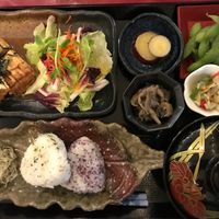 Set dinner with fried tofu at Art Cafe ELK in Hiroshima