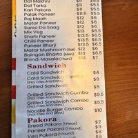 Main Course section of the menu  at Real Punjabi Taste in Brampton