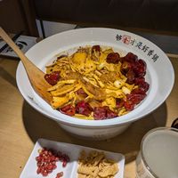 Medium spicy with tofu, lotus root, bamboo, king oyster mushroom and potato noodles at Chuanchengyuan Spicy Hot Pot - 川成元麻辣香锅 in Beijing