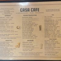 Drink menu  at Casa Cafe in Belmopan