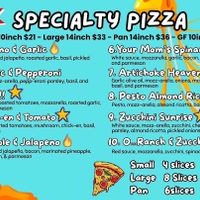 Specialty menu at Love Amaro Pizzeria in Fontana
