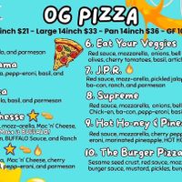 Original pizza menu at Love Amaro Pizzeria in Fontana