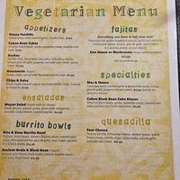 Vegetarian menu with vegan options listed at Red Mesa Grill - Traverse City in Traverse City