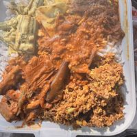 Brown rice with 6 curries - all vegan  at New Spiceland Restaurant: Take-out, Catering & Bakery in Toronto