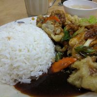 Kung Po Fried Battered Mushrooms. Tasty sauce with a kick, and the mushrooms has a nice texture - crunchy and chewy. at Yuan En Vegetarian  缘恩素食 in Penang