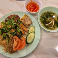 Broken rice $18: Good, the fried shredded pork skin is delicious, and fish sauce was delicious at Selina Hoang Lan Tinh Chay in Sunshine