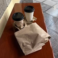 Early morning veggie ciabatta + Americano + karat with oat milk. Yummy  at La Foule Cafetería  in Ciudad De México