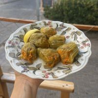 stuffed zucchini flowers  at Gürkan'ın Yeri in Ayvalık