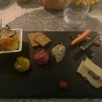 salad, hummus, cheese  at Moon in Siracusa