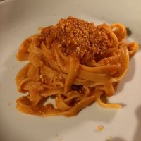 Tagliatelle with vegan ragu - delicious! at Moon in Siracusa