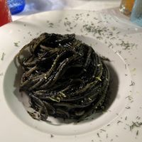 Spaghetti al nero "di seppia"  at Moon in Siracusa