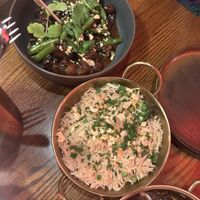 Aubergine and garlic rice   at TANGRA in London