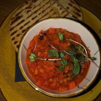 Vegan stew with naan at Grand Café De Doelen in Friesland