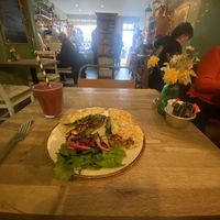 Mushroom and tofu foccacia   at Mannettis in York