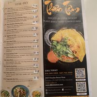 Take-out menu  at Thien Tam Asia Vegan & Vegetarian Restaurant in Toronto