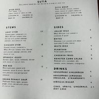 Menu  at Open Crumb in Washington