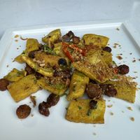 Tofu / Garlic. It’s not the prettiest but the taste was 5/5!  at Vegan mama in Chiang Mai