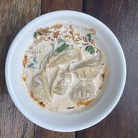 Dumplings in coconut soup with curry   at Vegan mama in Chiang Mai