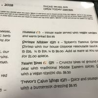 Vegan options at Blue Wing Frog in Strasburg