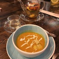 Pumpkin soup starter  at Vegan Garden Friedrichshain in Berlin
