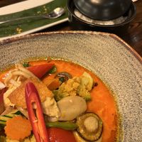 Red curry; accurately classified as medium spice; builds up a little spicy heat over timee  at Vegan Garden Friedrichshain in Berlin
