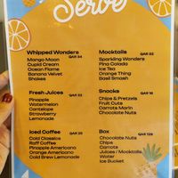 Menu at Serve  in Doha Municipality