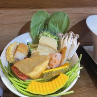 So many veggies and other things (mock meat?) to add to your soupp  at 佐一茶屋 in Chiayi County