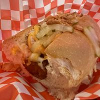 Half of a Dilly Dog (they’ll cut it in half if you ask so you can share!)  at The Hearty Hooligan in Hamilton