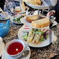 Vegan afternoon tea, cranberry and raspberry fruit tea at Hetty and Betty in Whitby