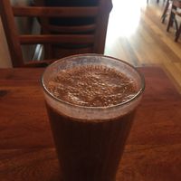 Blendered soy milk and cocoa for $7 at Radhey Chai Bar in Fitzroy