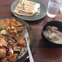 Plate, roti and desert combo   at Radhey Chai Bar in Fitzroy