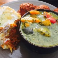Tofu & spinach curry, quinoa bake and kofta balls at Radhey Chai Bar in Fitzroy