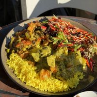 Meal deal with creamy and spicy curry   at Radhey Chai Bar in Fitzroy