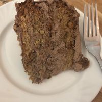 Vegan cake. Chocolate, zucchini and banana cake. Very nice!  at Radhey Chai Bar in Fitzroy