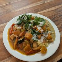 Not So Hungry option, 2 curries + rice and salad... $9.80 at Radhey Chai Bar in Fitzroy